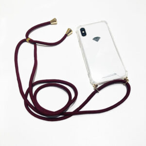 Coque iPhone XR Bandoulière bordeaux