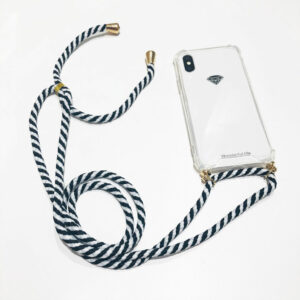 Coque iPhone XR Bandoulière blanche et noire