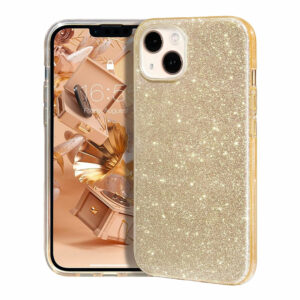 Coque iPhone 13 paillette or