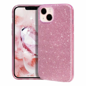 coque iPhone 13 paillette rose