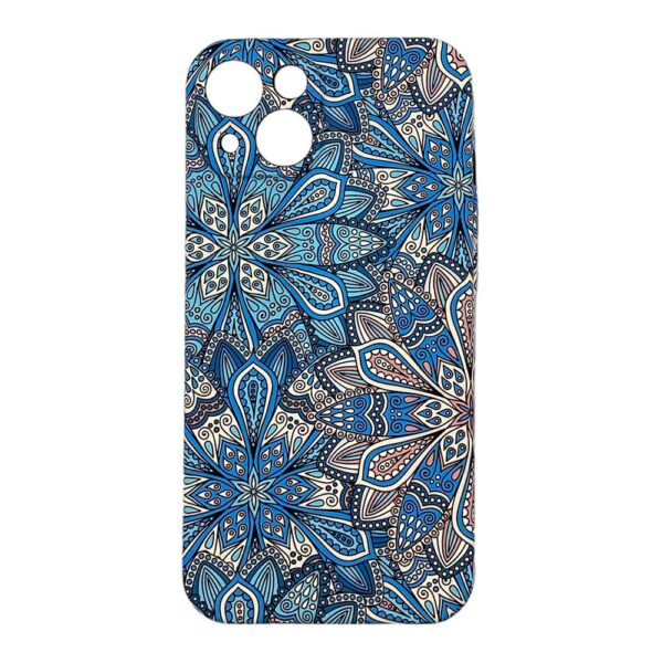 Coque iPhone 15 Plus Silicone mandala bleu phosphorescent