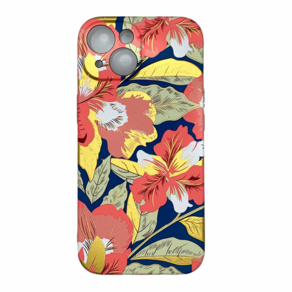 Coque iPhone 15 Plus Silicone fleurs tropicales phosphorescent