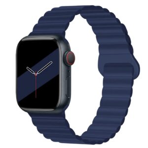 Bracelet Apple Watch silicone magnétique bleu nuit