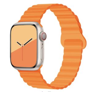 Bracelet Apple Watch silicone magnétique orange