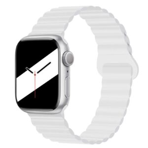 Bracelet Apple Watch silicone magnétique blanc