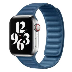 Bracelet Apple Watch cuir magnétique bleu