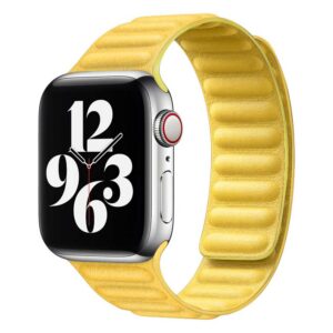 Bracelet Apple Watch cuir magnétique jaune