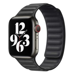 Bracelet Apple Watch cuir magnétique noir