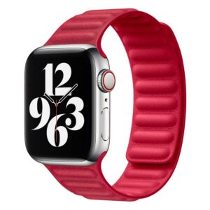 Bracelet Apple Watch cuir magnétique rouge