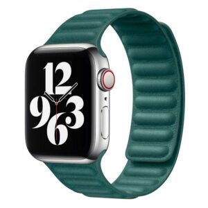 Bracelet Apple Watch cuir magnétique vert