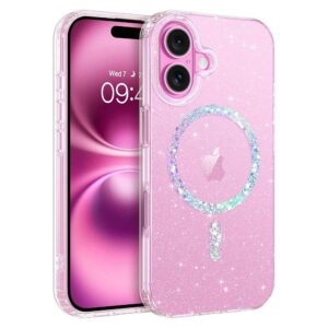 Coque iPhone 16 Plus transparente paillettes compatible MagSafe