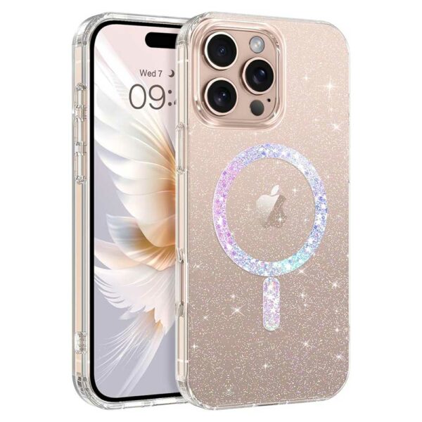 Coque iPhone 16 Pro Max transparente paillettes compatible MagSafe