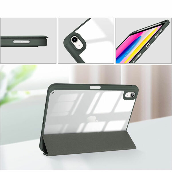 Coque iPad 10 2022 étui support porte stylet vert