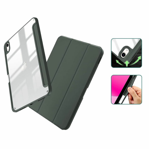 Coque iPad 10 2022 étui support porte stylet vert