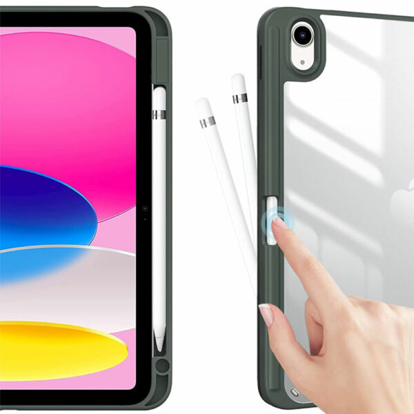 Coque iPad 10 2022 étui support porte stylet vert