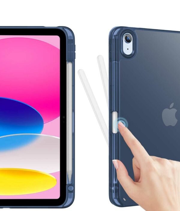 Coque iPad 10 2022 étui support porte stylet bleu