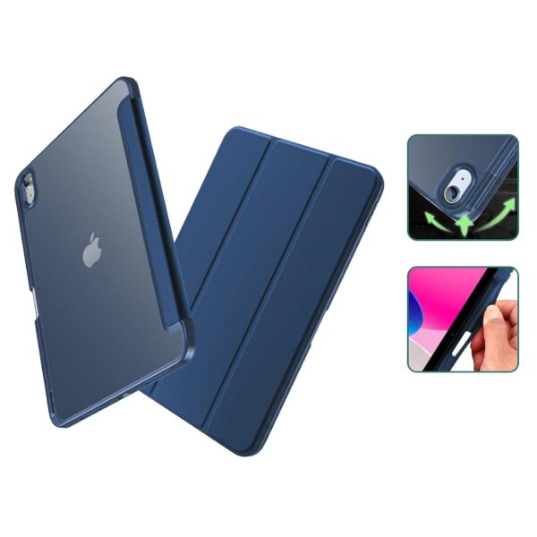 Coque iPad 10 2022 étui support porte stylet bleu
