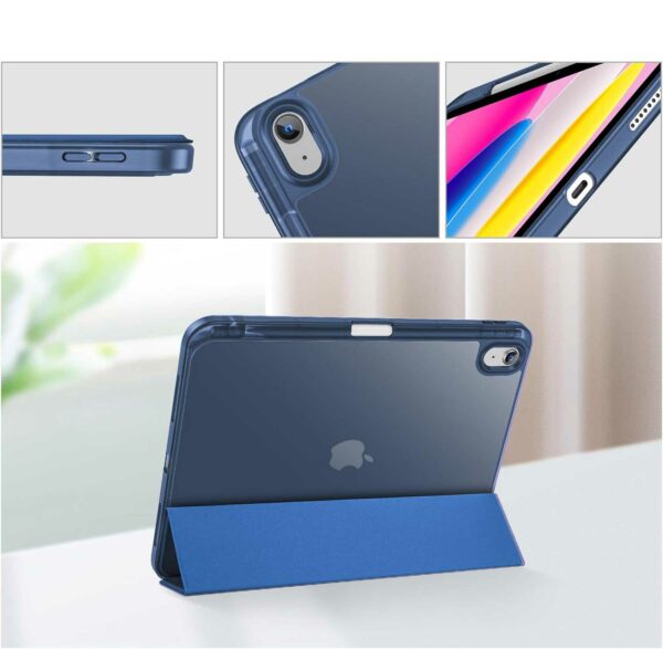 Coque iPad 10 2022 étui support porte stylet bleu