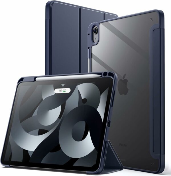 Coque iPad Air 4 2020 étui support porte stylet bleu