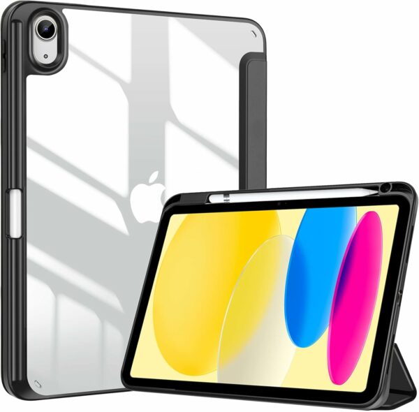 Coque iPad 10 2022 étui support porte stylet noir
