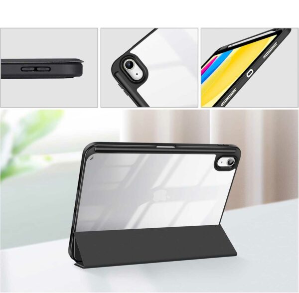 Coque iPad 10 2022 étui support porte stylet noir
