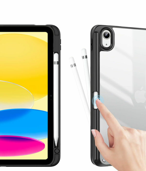 Coque iPad 10 2022 étui support porte stylet noir