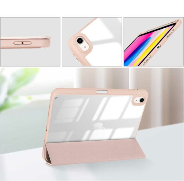 Coque iPad 10 2022 étui support porte stylet rose