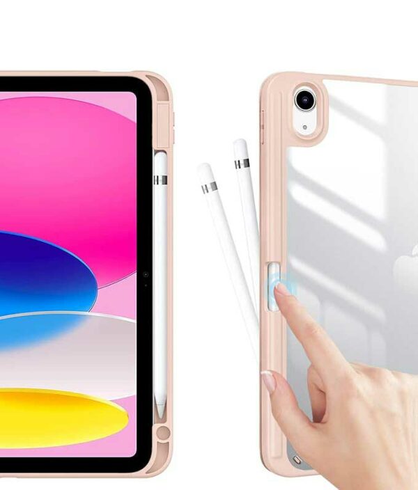 Coque iPad 10 2022 étui support porte stylet rose