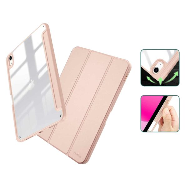 Coque iPad 10 2022 étui support porte stylet rose