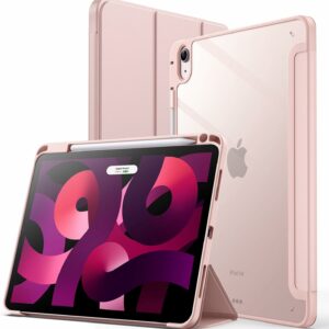 Coque iPad Air 4 2020 étui support porte stylet rose