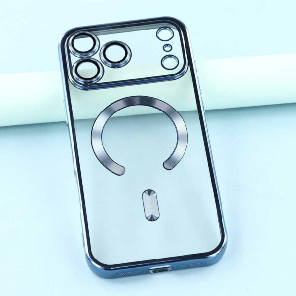 Coque iPhone 17 Pro Max transparente chromé bleu compatible MagSafe – Image 2