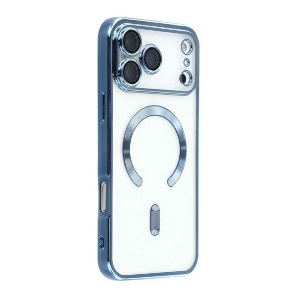 Coque iPhone 17 Pro Max transparente chromé bleu compatible MagSafe