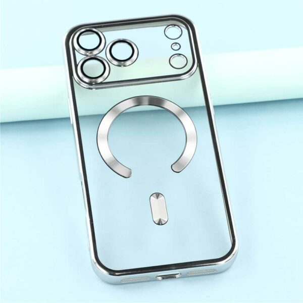 Coque iPhone 17 Pro Max transparente chromé gris compatible MagSafe – Image 2