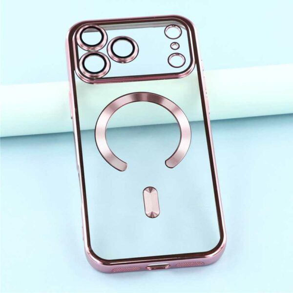 Coque iPhone 17 Pro Max transparente chromé rose compatible MagSafe – Image 2
