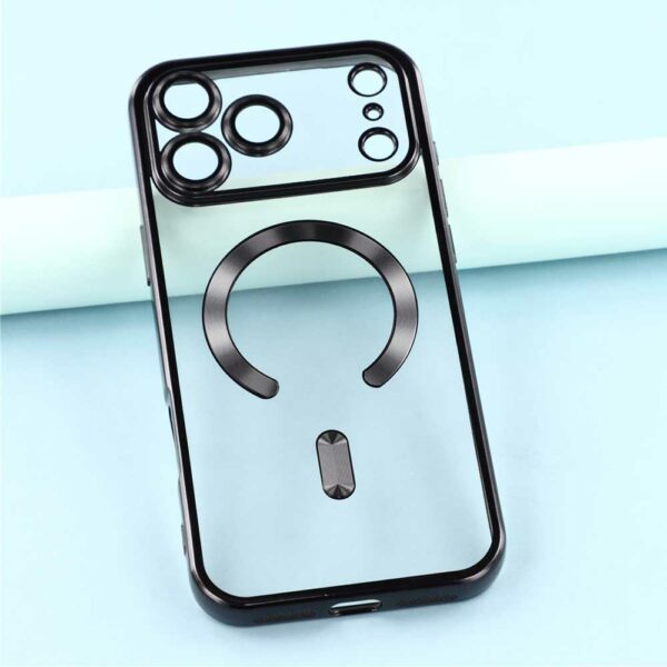 Coque iPhone 17 Pro transparente chromé noir compatible MagSafe – Image 2