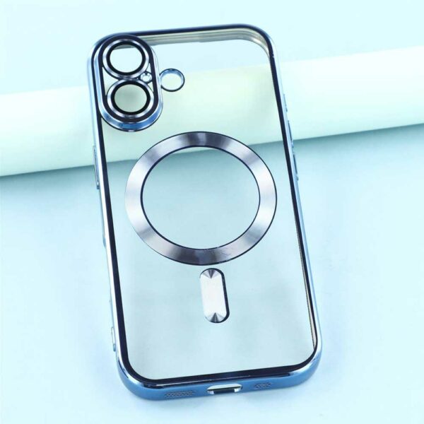 Coque iPhone Air transparente chromé bleu compatible MagSafe – Image 2