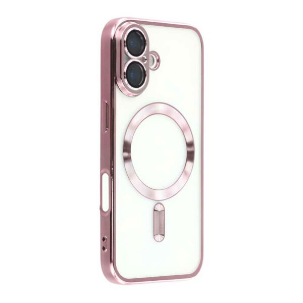 Coque iPhone 17 transparente chromé rose compatible MagSafe