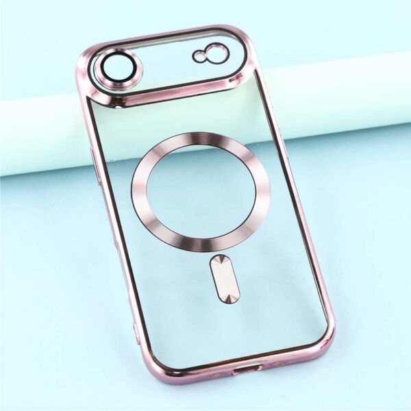 Coque iPhone Air transparente chromé rose compatible MagSafe – Image 2