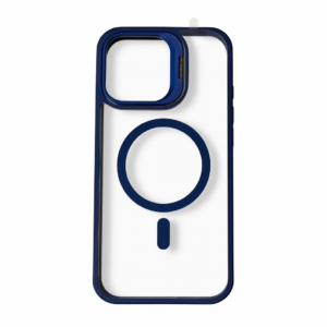 Coque iPhone 16 Pro Transparent avec bordure bleue Flapcase