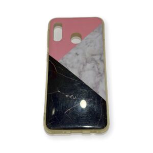 Coque Samsung Galaxy A20E Rose, noir et blanc marbré Flapcase