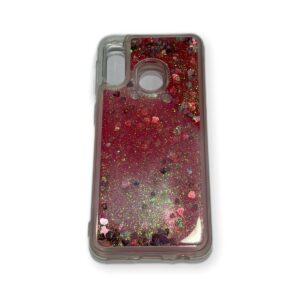 Coque Samsung Galaxy A20E Rose pailleté transparent Flapcase