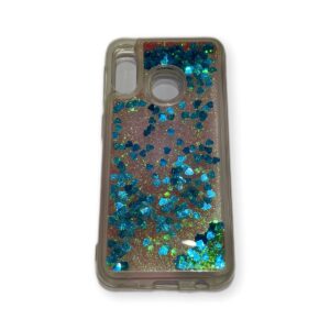Coque Samsung Galaxy A20E Transparent pailleté bleu Flapcase