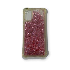 Coque Samsung Galaxy A41 Rose pailleté transparent Flapcase