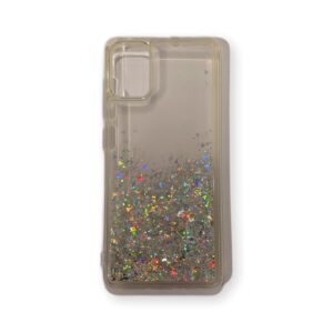 Coque Samsung Galaxy A51 Transparent argent pailleté Flapcase